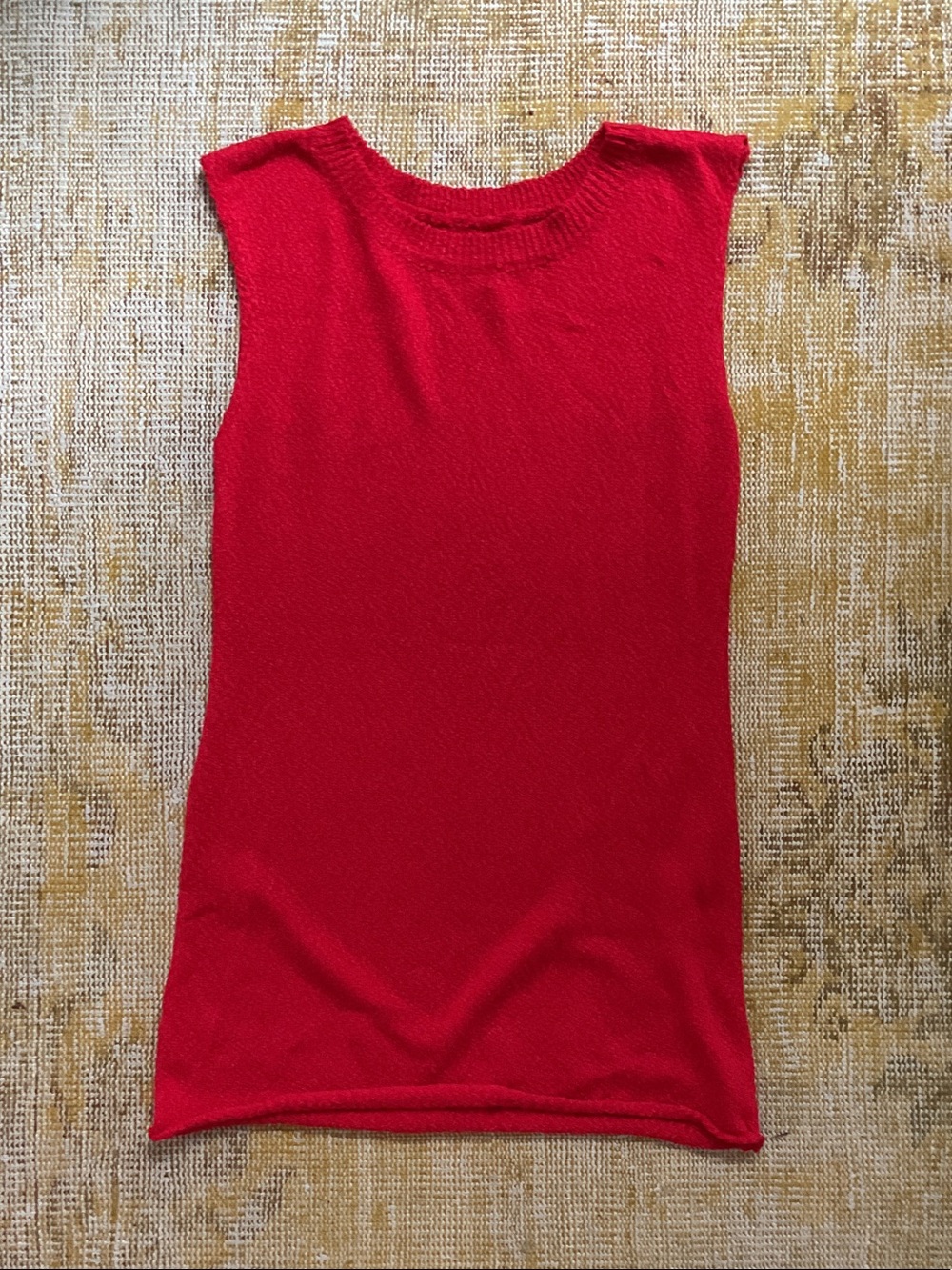 Sleeveless Red Knit Dress - Women